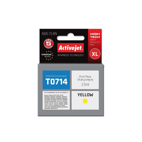 ACTIVE JET  INK ΣΥΜΒΑΤΟ ΜΕ EPSON AEB-714N #T0714 YELLOW 15ml (Ν) #C13T07144012