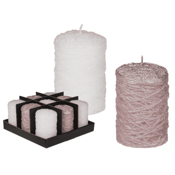 Pillar candle, with glitter