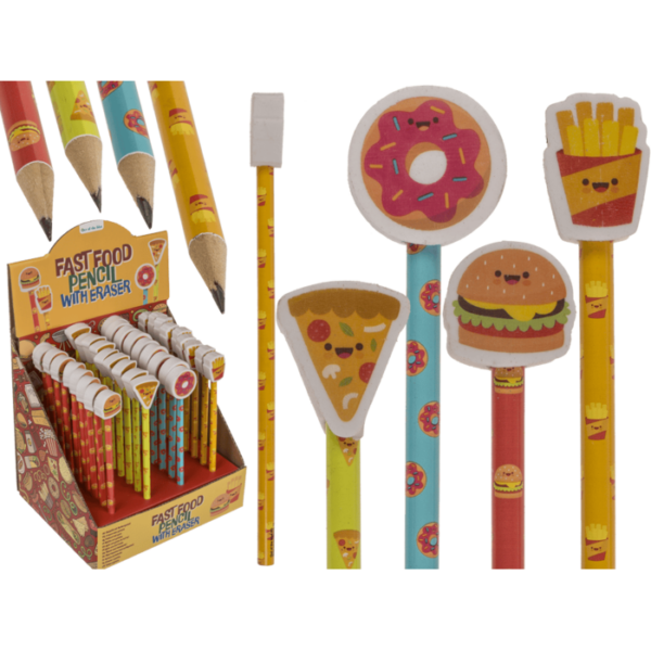 Μολύβι με γόμα, Fast Food, περ. 18,5 εκ. 36 τεμ. ανά display