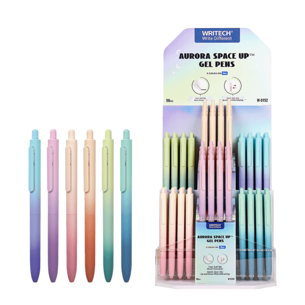 WRITECH ΒΙΤΡΙΝΑ ΓΕΜΑΤΗ ΣΤΥΛΟ GEL ΚΟΥΜΠΙ ΜΠΛΕ ΜΕΛΑΝΙ 0.7mm SPACE UP AURORA 96 ΤΕΜΑΧΙΑ