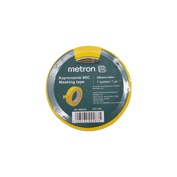 METRON ΧΑΡΤΟΤΑΙΝΙΑ 60C 38mmx40m ΚΙΤΡΙΝΗ 6 ΤΕΜΑΧΙΑ
