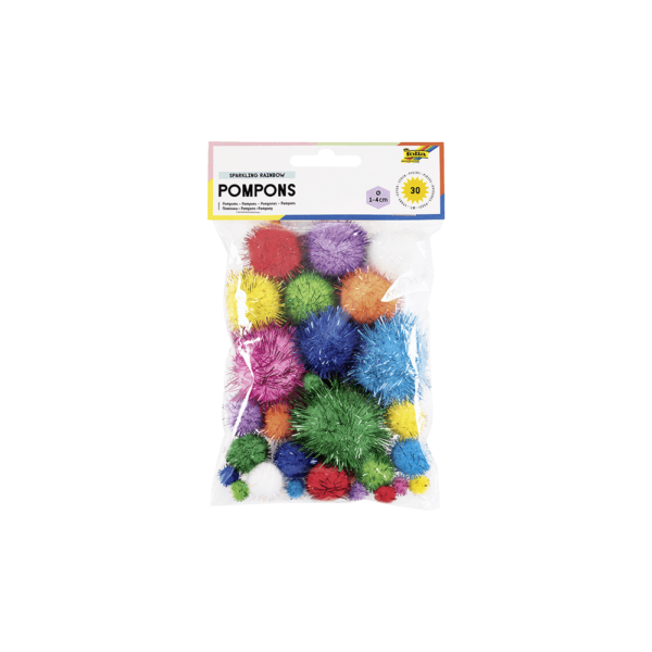 FOLIA ΠΟΜ ΠΟΜ ΣΕΤ 30Τ. 1-4cm SPARKLING RAINBOW