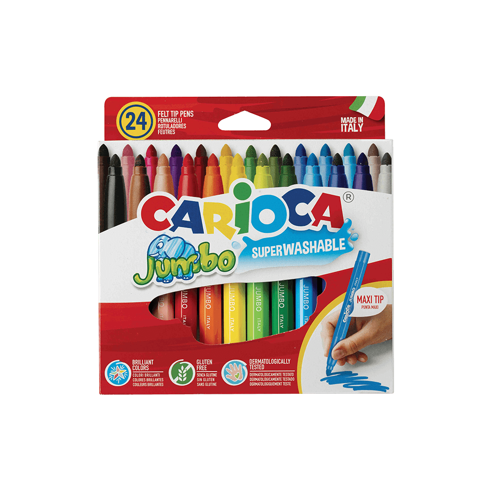 CARIOCA ΜΑΡΚΑΔΟΡΟΙ SUPERWASHABLE Φ6mm 24 ΧΡΩΜΑΤΑ JUMBO 6 ΤΕΜΑΧΙΑ