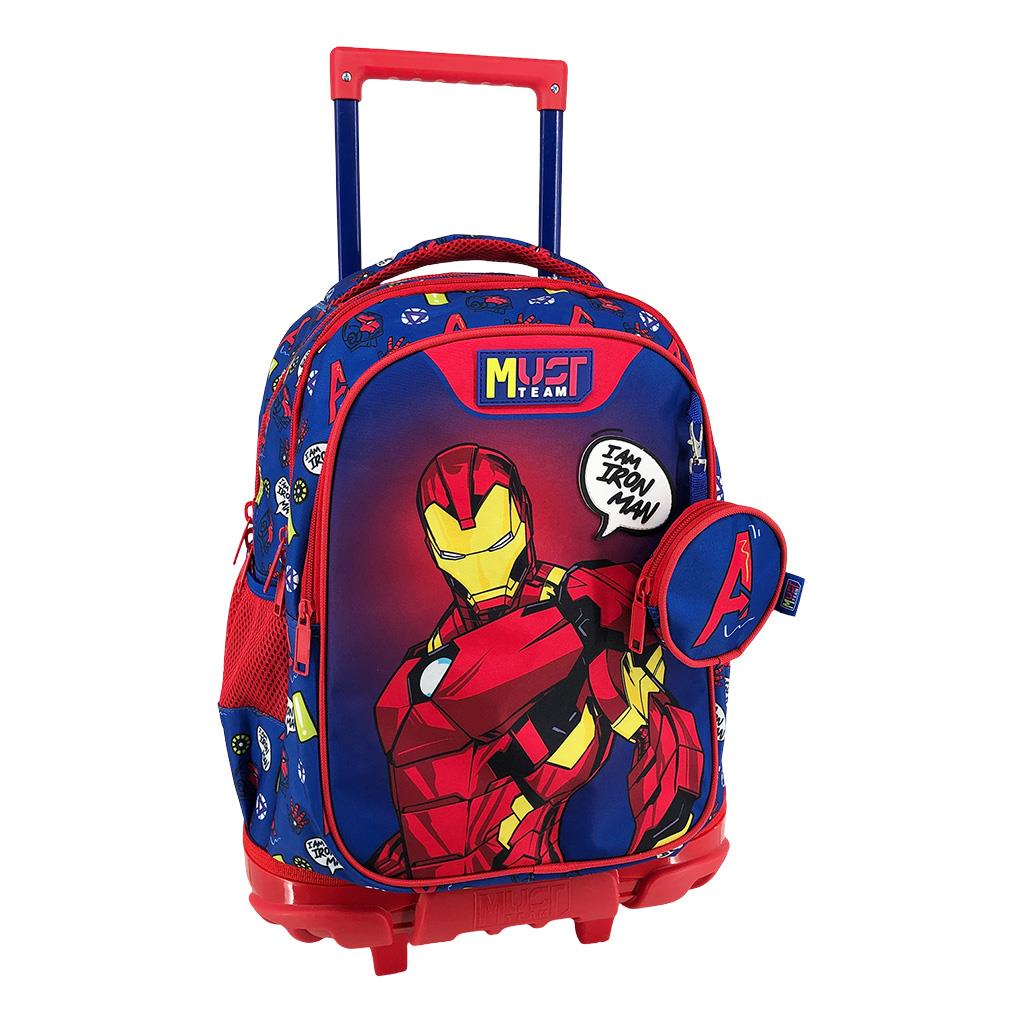 Σχολική Τσάντα Τρόλεϊ Δημοτικού Avengers Iron Man Blue Must Team 3 Θήκες - Image 3