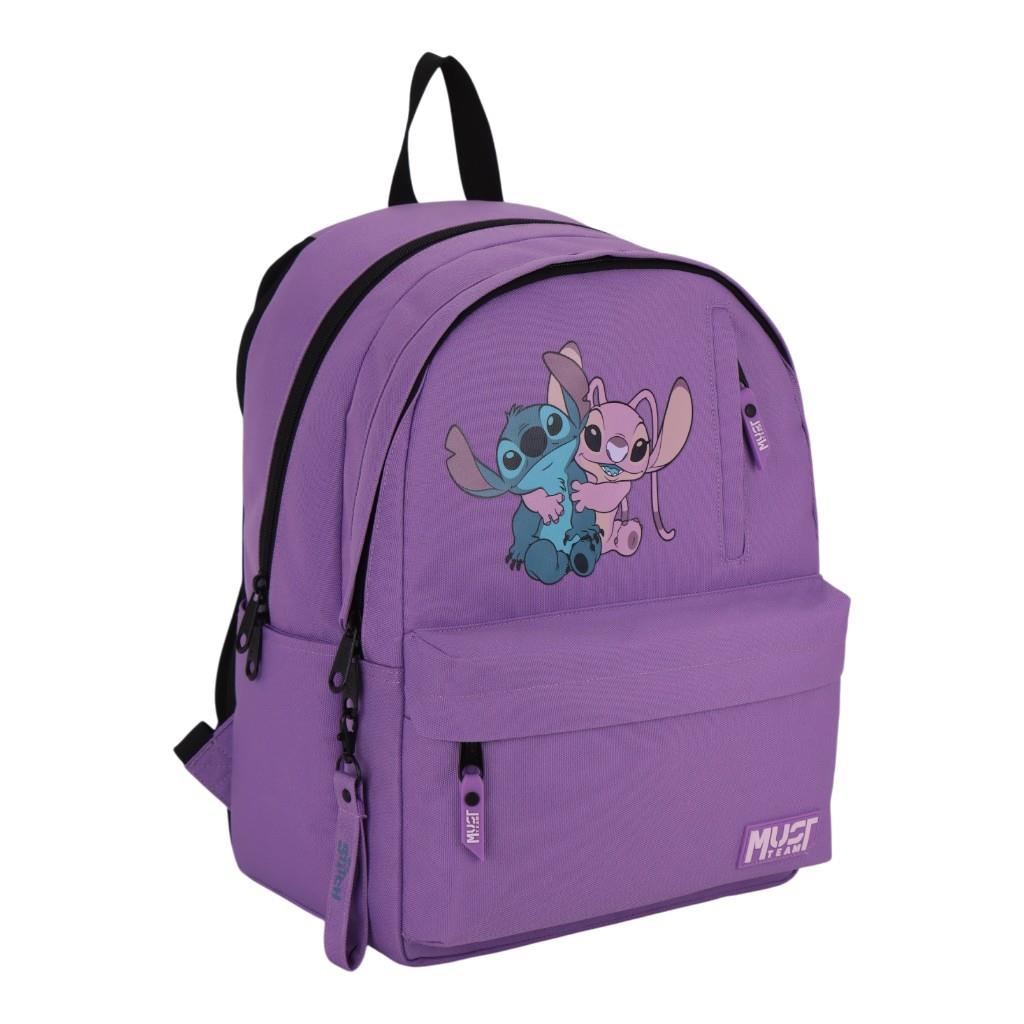 Τσάντα Πλάτης Disney Stitch - Angel Must Team Μωβ Ανοιχτό με Λιλά 2 Κεντρικές Θήκες - Image 3