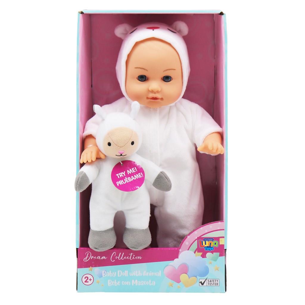 Κούκλα Μωρό 30,5 εκ. Luna Toys με ζωάκι και ήχο, 3 Σχέδια - Image 2