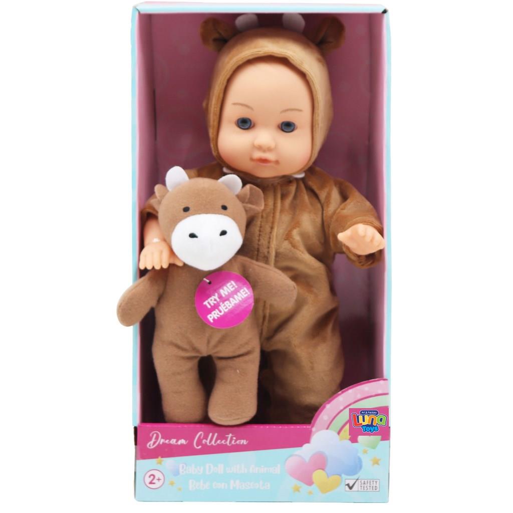 Κούκλα Μωρό 30,5 εκ. Luna Toys με ζωάκι και ήχο, 3 Σχέδια - Image 3