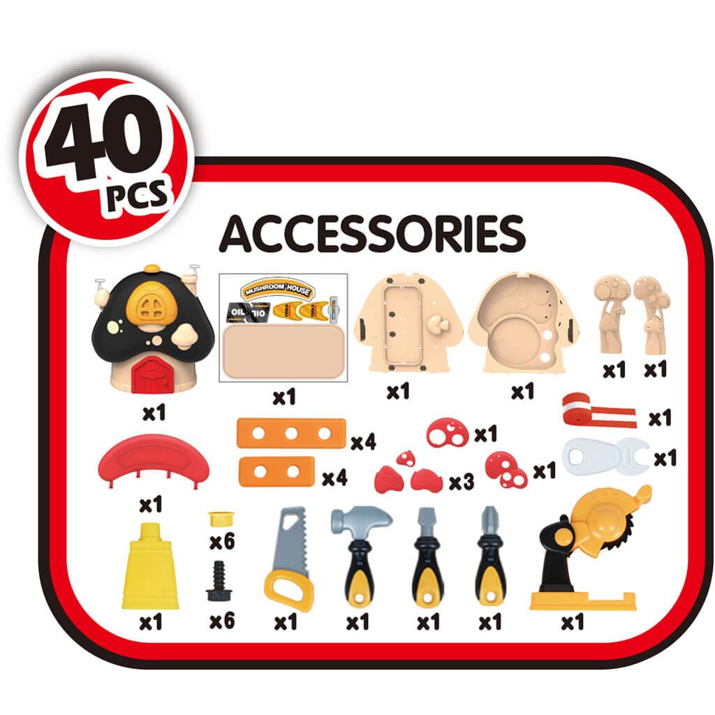 Βαλιτσάκι Μανιτάρι Εργαλεία Luna Toys Σετ 40 Τμχ., 27x13,5x24 εκ. - Image 3