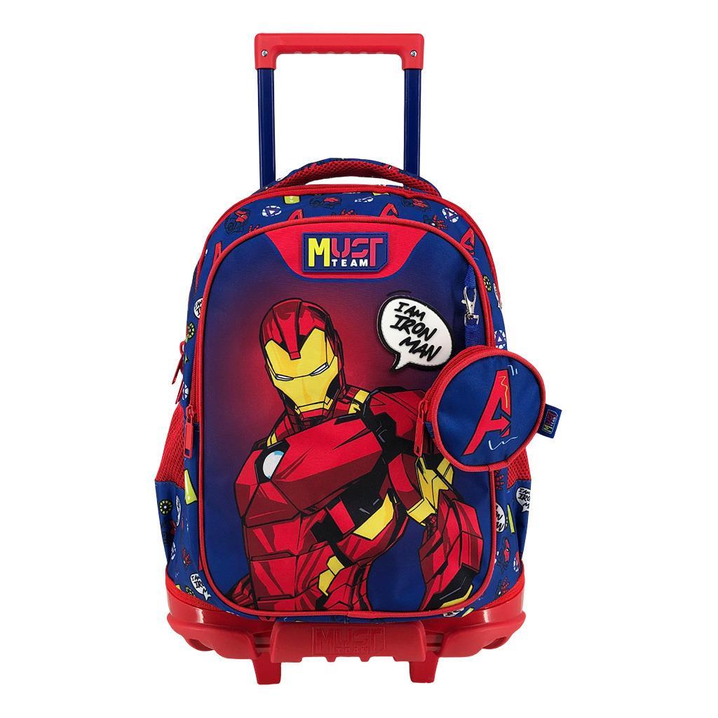 Σχολική Τσάντα Τρόλεϊ Δημοτικού Avengers Iron Man Blue Must Team 3 Θήκες