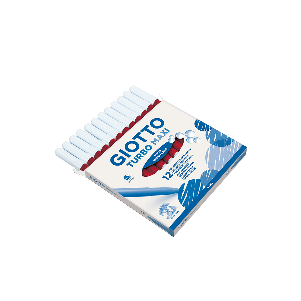 GIOTTO ΜΑΡΚΑΔΟΡΟΙ SUPERWASHABLE Φ5mm TURBO MAXI ΚΟΚΚΙΝΟ 12 ΤΕΜΑΧΙΑ
