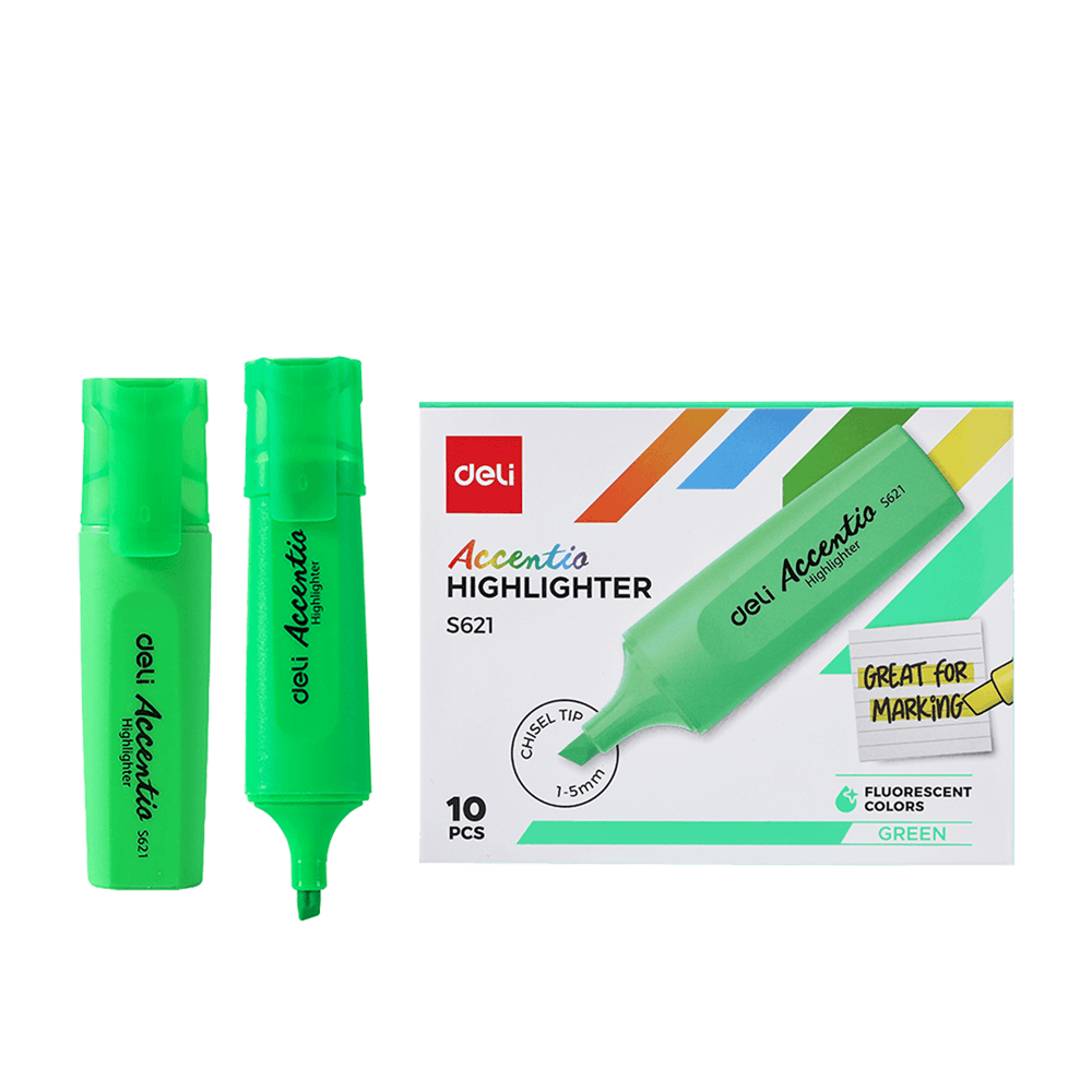 DELI ΜΑΡΚΑΔΟΡΟΙ ΥΠΟΓΡΑΜΜΙΣΗΣ ΠΛΑΚΕ 1-5mm ACCENTIO ΠΡΑΣΙΝΟΣ 10 ΤΕΜΑΧΙΑ