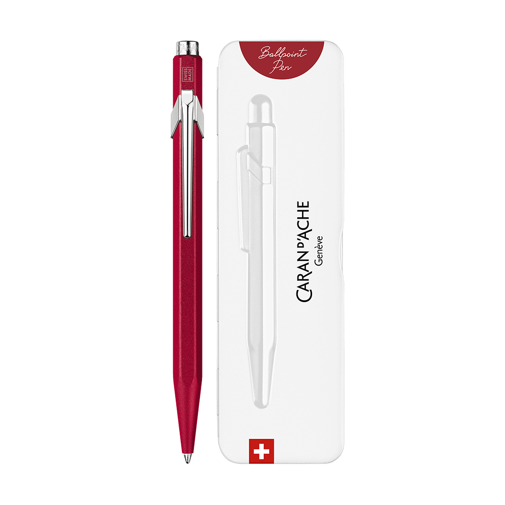 CΑRAN D'ACHE ΣΤΥΛΟ BALLPOINT ΜΕΤΑΛΛΙΚΟ ΜΠΛΕ ΜΕΛΑΝΙ ΣΕ ΜΕΤΑΛΛΙΚΟ ΚΟΥΤΙ 849 COLORMAT-X ΚΟΚΚΙΝΟ
