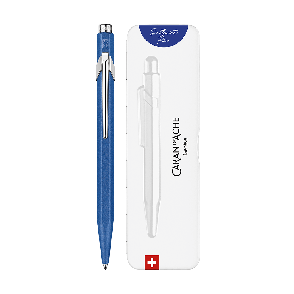 CΑRAN D'ACHE ΣΤΥΛΟ BALLPOINT ΜΕΤΑΛΛΙΚΟ ΜΠΛΕ ΜΕΛΑΝΙ ΣΕ ΜΕΤΑΛΛΙΚΟ ΚΟΥΤΙ 849 COLORMAT-X ΜΠΛΕ