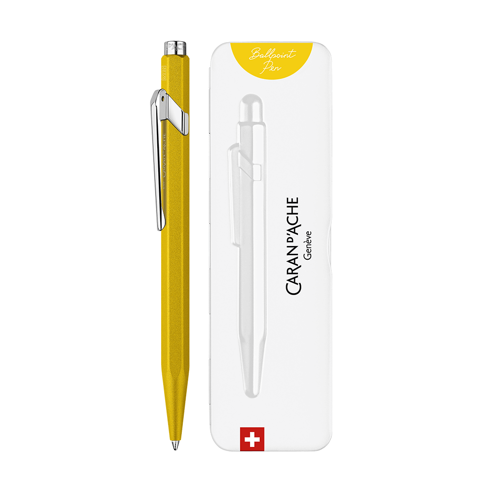 CARAN D'ACHE ΣΤΥΛΟ BALLPOINT ΜΕΤΑΛΛΙΚΟ ΜΠΛΕ ΜΕΛΑΝΙ ΣΕ ΜΕΤΑΛΛΙΚΟ ΚΟΥΤΙ 849 COLORMAT-X ΚΙΤΡΙΝΟ