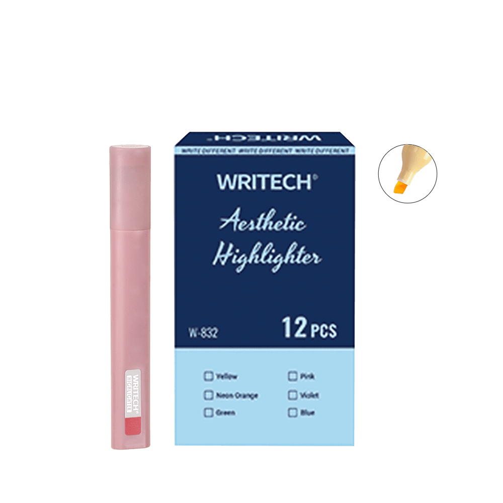 WRITECH ΜΑΡΚΑΔΟΡΟΣ ΥΠΟΓΡΑΜΜΙΣΗΣ ΠΛΑΚΕ 1-5.5mm AESTHETIC VINTAGE ΒΑΒΥ ΡΟΖ 12 ΤΕΜΑΧΙΑ