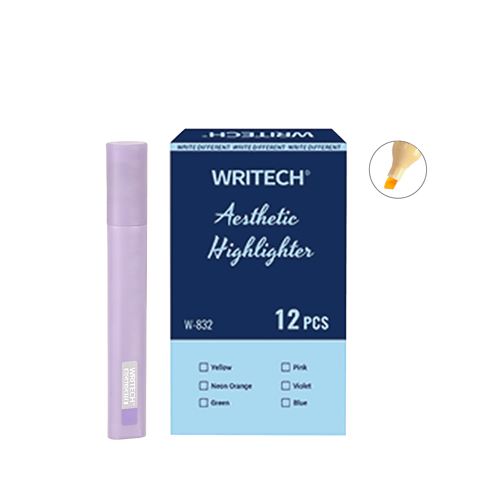 WRITECH ΜΑΡΚΑΔΟΡΟΣ ΥΠΟΓΡΑΜΜΙΣΗΣ ΠΛΑΚΕ 1-5.5mm AESTHETIC PASTEL ΛΙΛΑ 12 ΤΕΜΑΧΙΑ