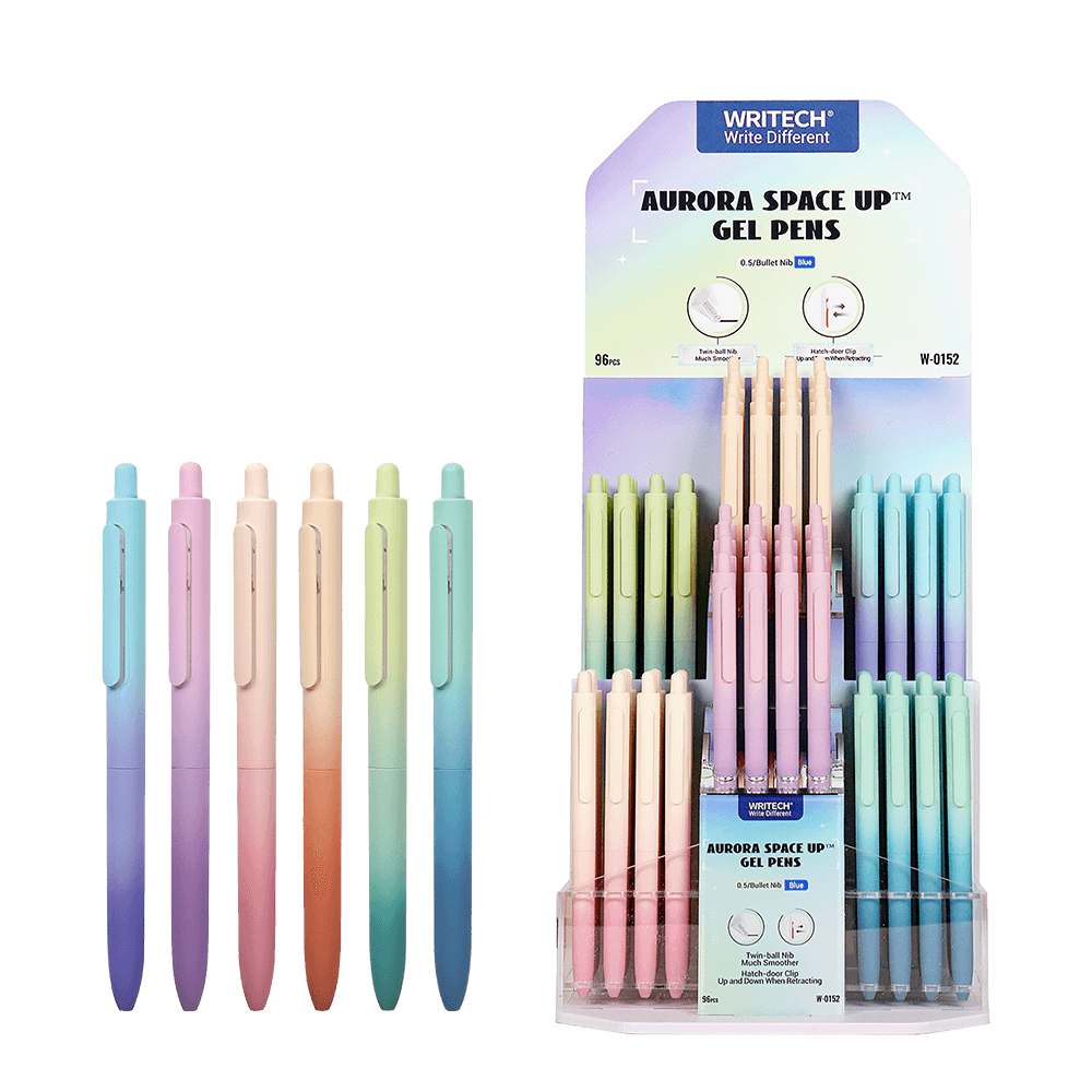 WRITECH ΒΙΤΡΙΝΑ ΓΕΜΑΤΗ ΣΤΥΛΟ GEL ΚΟΥΜΠΙ ΜΠΛΕ ΜΕΛΑΝΙ 0.7mm SPACE UP AURORA 96 ΤΕΜΑΧΙΑ