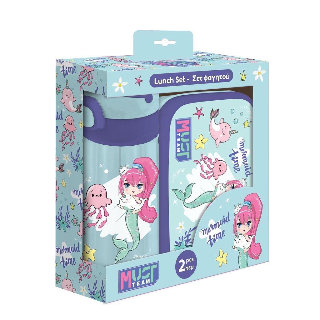 Σετ Φαγητού Must Team Mermaid Time Φαγητοδοχείο 800ml-Παγούρι PP 500ml