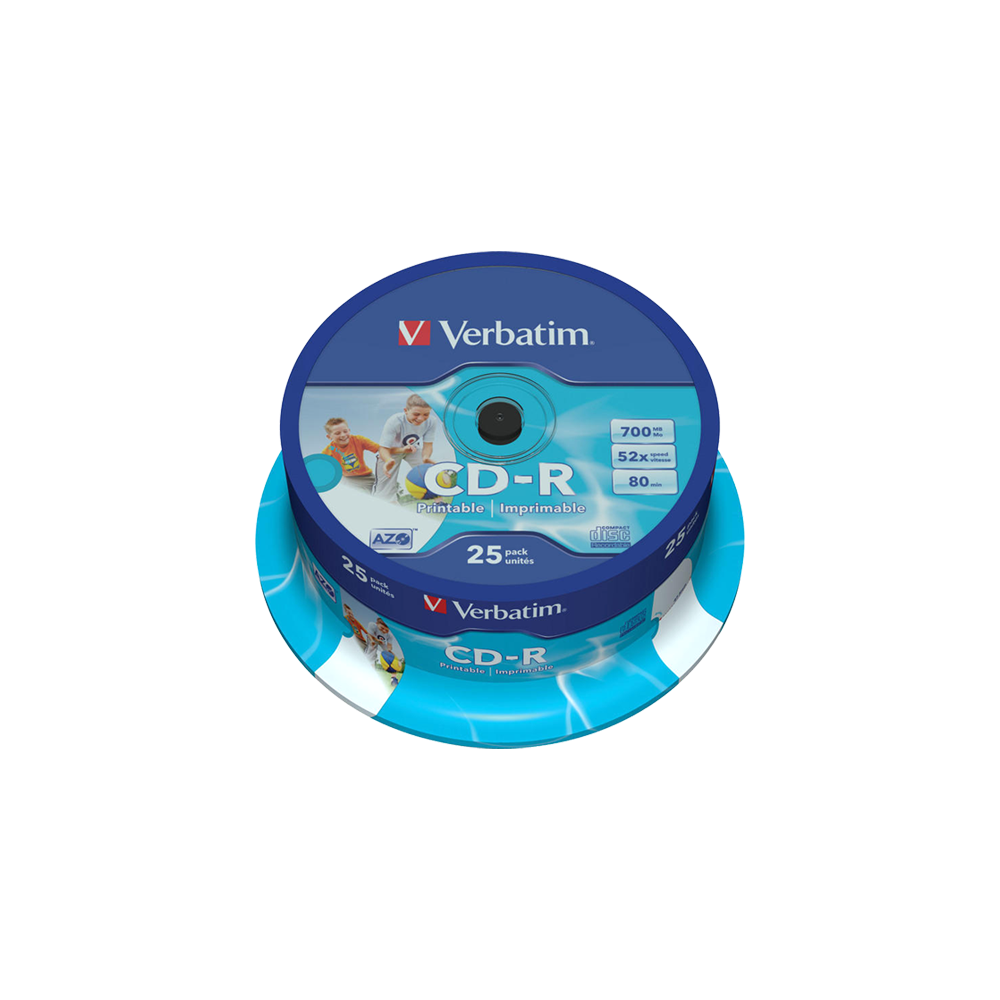VERBATIM CD-R PRINTABLE 700MB 52X CAKEBOX 25 ΤΕΜΑΧΙΑ