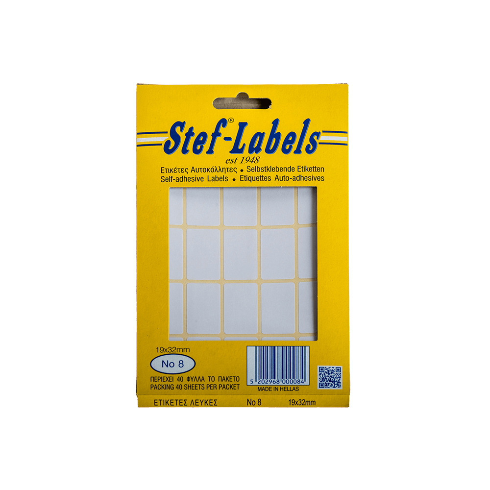 STEF ΕΤΙΚΕΤΕΣ ΑΥΤΟΚΟΛΛΗΤΕΣ 19x32mm 25/ΦΥΛΛΟ ΛΕΥΚΕΣ 40 ΦΥΛΛΑ