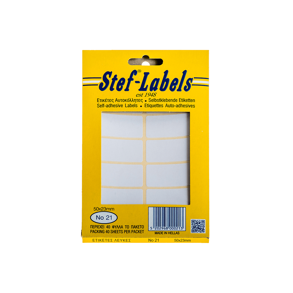 STEF ΕΤΙΚΕΤΕΣ ΑΥΤΟΚΟΛΛΗΤΕΣ 50x23mm 12/ΦΥΛΛΟ ΛΕΥΚΕΣ 40 ΦΥΛΛΑ