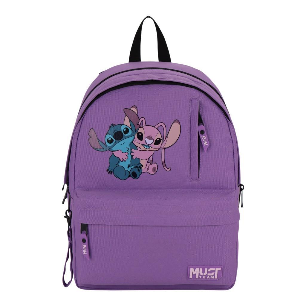 Τσάντα Πλάτης Disney Stitch - Angel Must Team Μωβ Ανοιχτό με Λιλά 2 Κεντρικές Θήκες