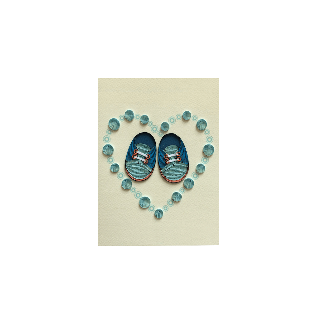 ORIGAMO ΚΑΡΤΑ ΕΥΧΕΤΗΡΙΑ QUILLING ΠΑΠΟΥΤΣIA ΑΓΟΡΙΣΤΙΚΑ 18.5x14cm FILIGRANA