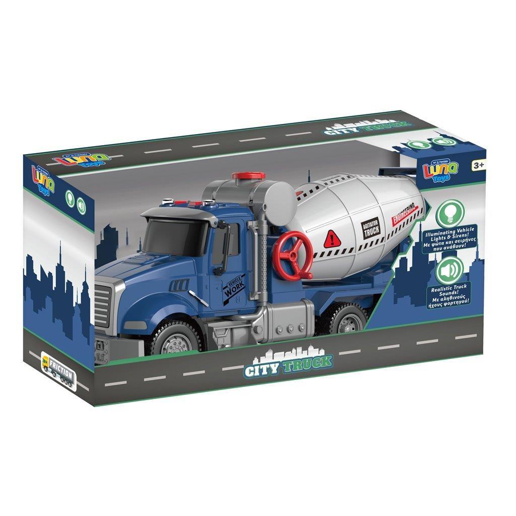 Φορτηγό Μπετονιέρα Friction Luna Toys με ήxο και φως 36x11x19εκ.