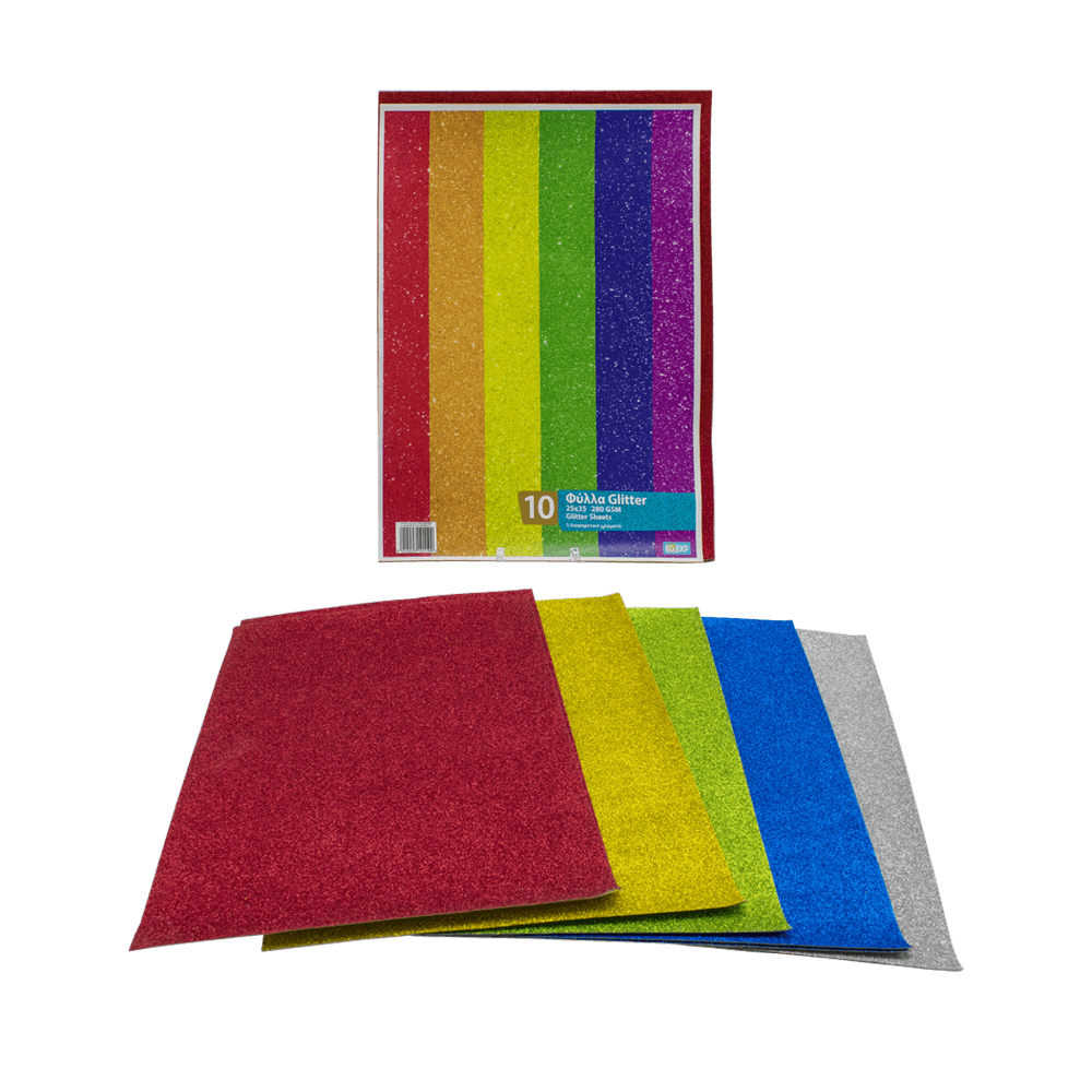 ΦΥΛΛΑ GLITTER 25x35cm 280gsm 10 ΤΕΜΑΧΙΑ ΑΣΣΟΡΤΙ 6 ΤΕΜΑΧΙΑ