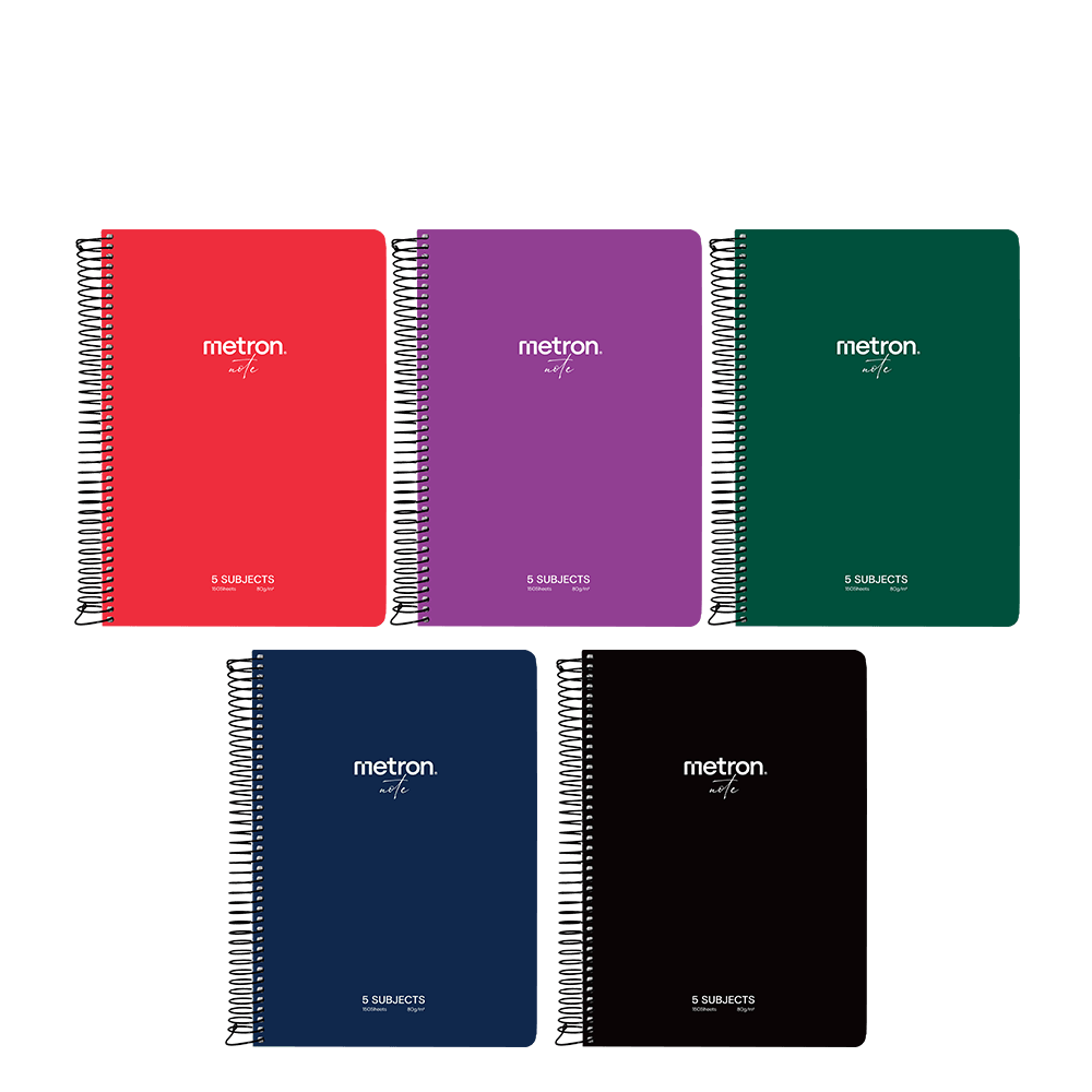 METRON NOTE ΤΕΤΡΑΔΙΟ ΡΙΓΕ 150 ΦΥΛΛΑ 5 ΘΕΜΑΤΑ A4 80gsm ΣΠΙΡΑΛ ΑΣΦΑΛΕΙΑΣ CORE ΑΣΣΟΡΤΙ 5 ΤΕΜΑΧΙΑ