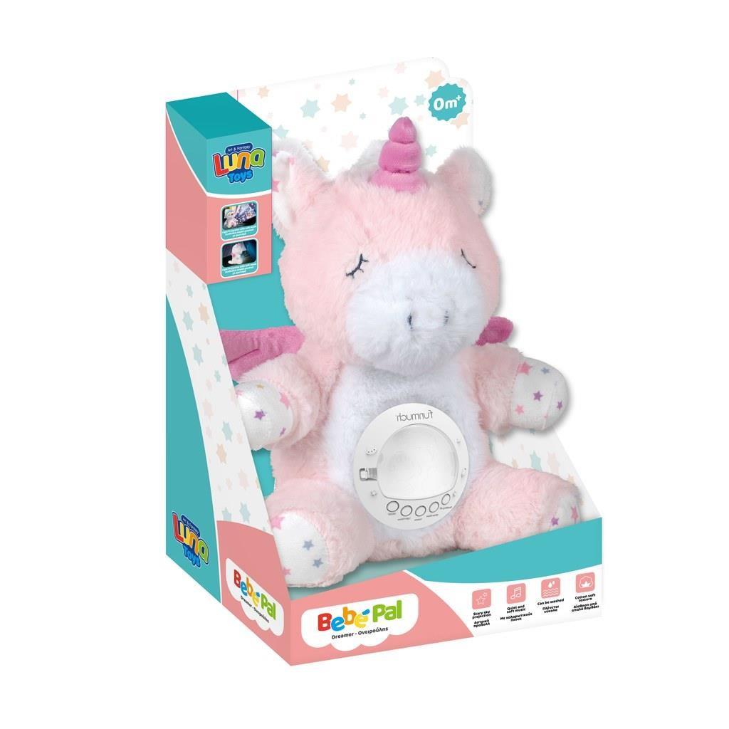 Λούτρινος Μονόκερος Luna Toys με Προβολέα και Ήxο 24x24x33εκ.