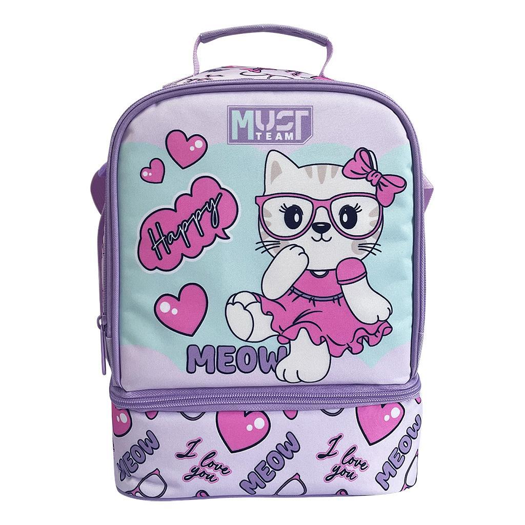 Τσαντάκι Φαγητού Ισοθερμικό Must Team Yummy Meow With Glasses 2 Θήκες