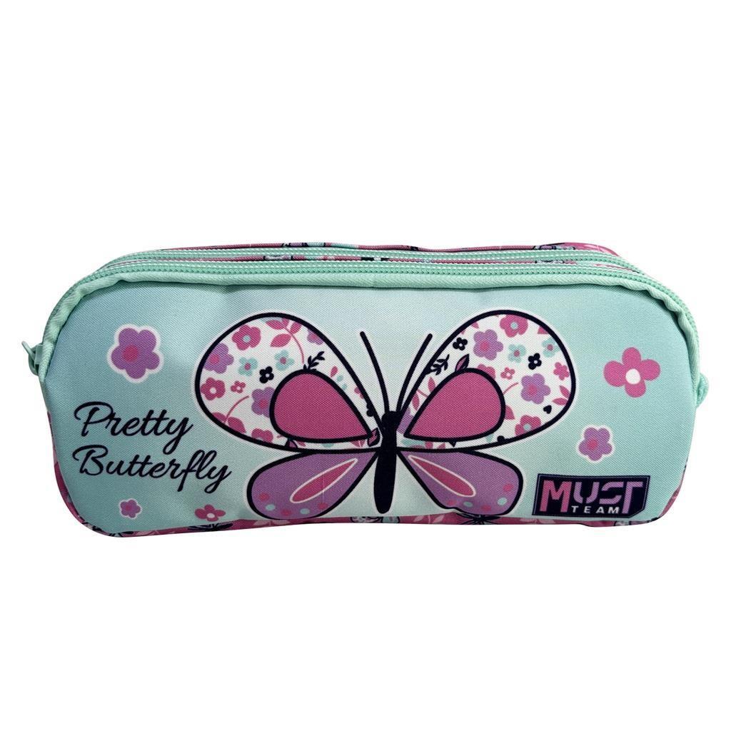 Σχολική Κασετίνα Βαρελάκι Must Team Pretty Butterfly 2 Θήκες