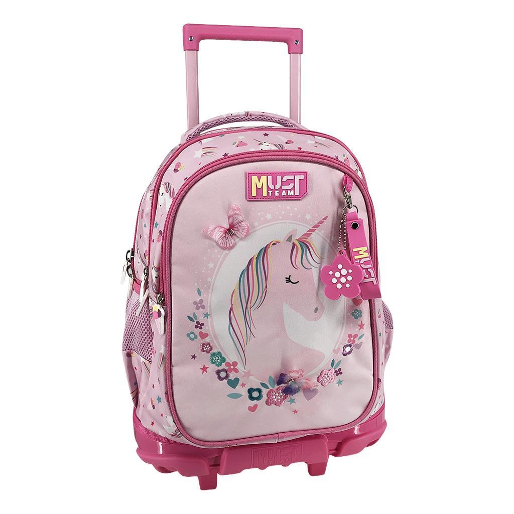Σχολική Τσάντα Τρόλεϊ Δημοτικού Must Team Pink Unicorn 3 Θήκες