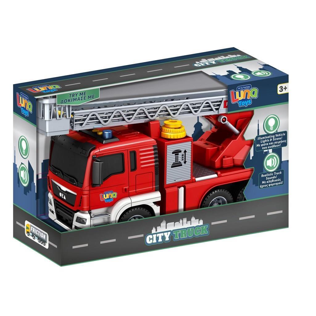Πυροσβεστικό Όχημα Friction Luna Toys 1:10, με φως και ήχο 37x14x21 εκ.