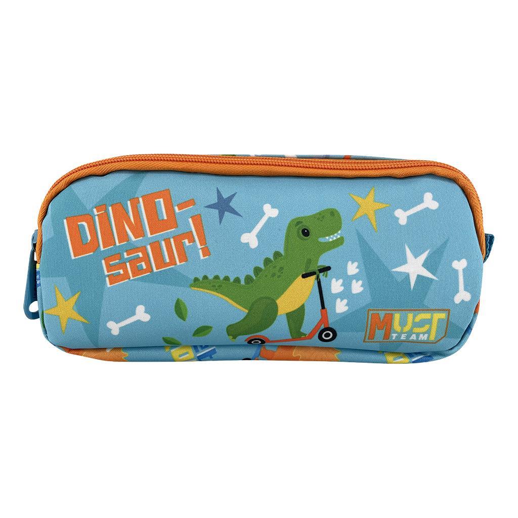 Σχολική Κασετίνα Βαρελάκι Must Team Dinosaur In Scooter 2 Θήκες