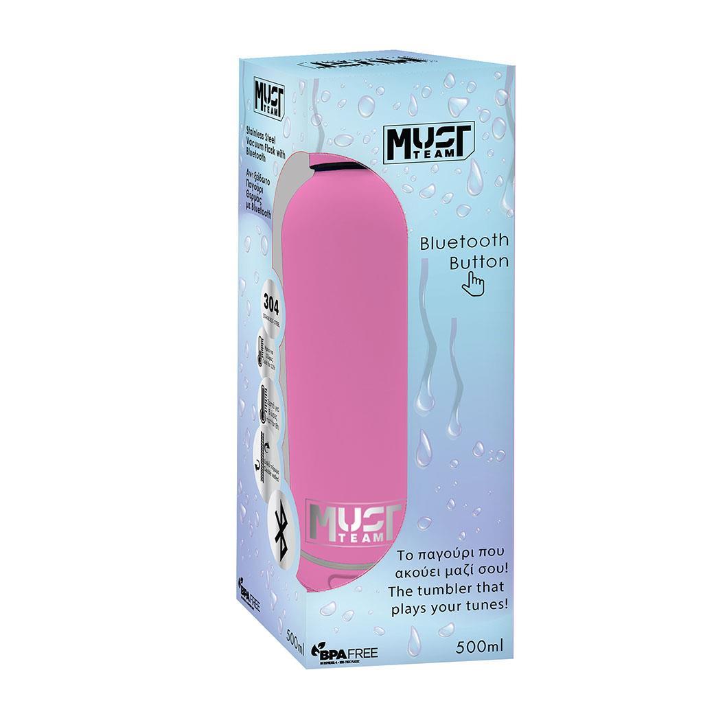 Παγούρι Θερμός Ανοξείδωτο Must Team Ροζ 500 ml με bluetooth