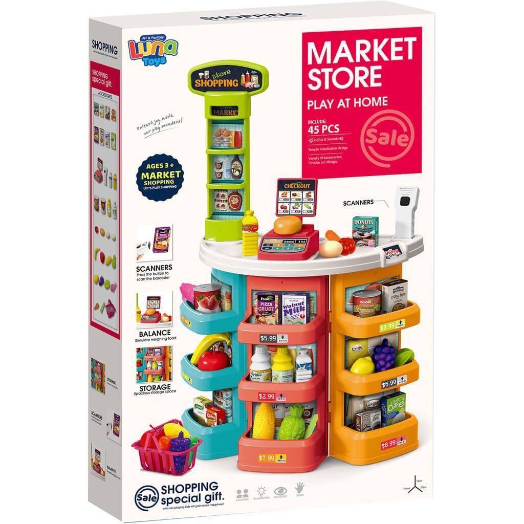 Σουπερ Μαρκετ Σετ Luna Toys 78εκ. 45τμχ. με ήxο και φως 48,5x12x76εκ.